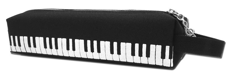 GF71 精巧方型筆袋-黑底琴鍵(特多龍布)